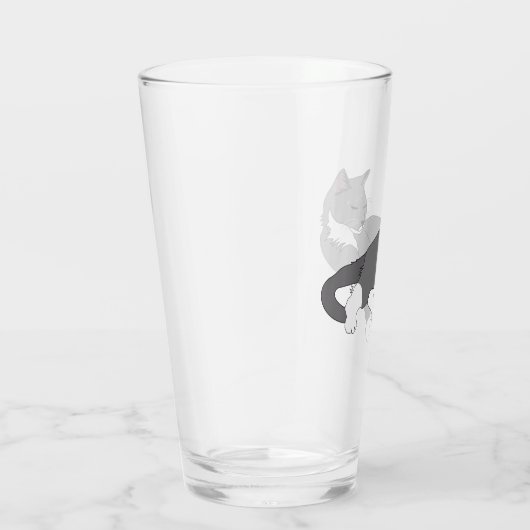 グレーと白のタキシード猫のラッピング紙 タンブラーグラス (右)