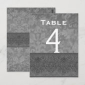 グレーと白のダマスクのウェディングテーブル番号カード ポストカード (正面/裏面)