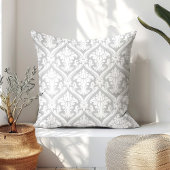 グレーと白のダマスクのパターン装飾用クッション クッション