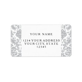 グレーと白のダマスクエレガントパターン ラベル