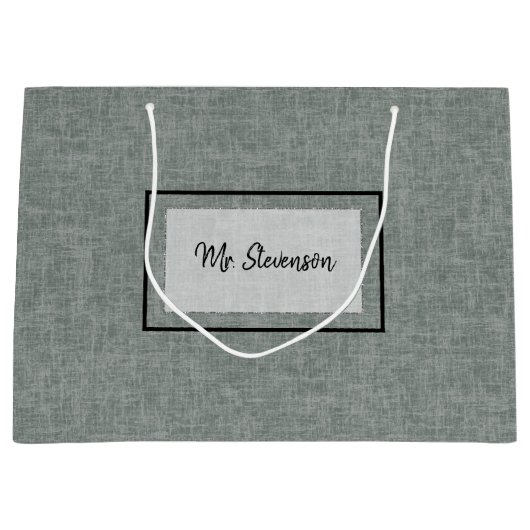 グレーと白のテクスチャ。大きな抱き枕 ラージペーパーバッグ (正面)