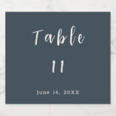 グレーと白のテーブ結婚ル番号 スパークリングワインラベル (シングルラベル)
