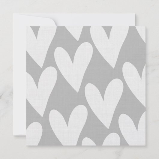 グレーと白のハート結婚ズ 招待状 (裏面)