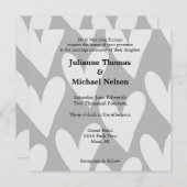 グレーと白のハート結婚ズ 招待状 (正面/裏面)