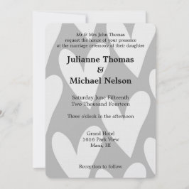 グレーと白のハート結婚ズ 招待状