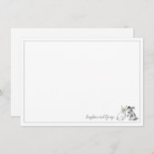 グレーと白のバニーウサギ 招待状 (正面/裏面)