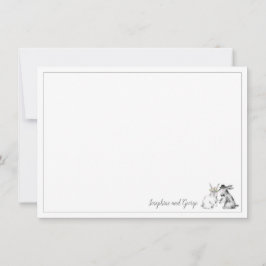 グレーと白のバニーウサギ 招待状