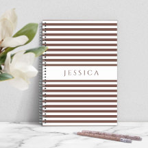 グレーと白のパタストライプのーン名ノートブック