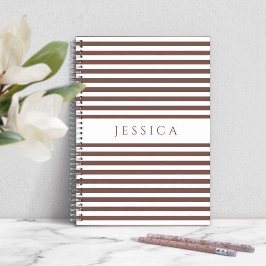 グレーと白のパタストライプのーン名ノートブック ノートブック