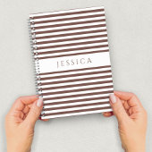 グレーと白のパタストライプのーン名ノートブック ノートブック