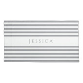 グレーと白のパタストライプのーン名ピローケース 枕カバー (裏面)