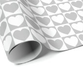 グレーと白のパタ市松模様にーン(ハート付き) ラッピングペーパー (ロールコーナー)