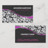 グレーと白のピンクのアクセント付きマスク 名刺 (正面/裏面)