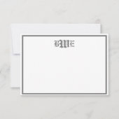 グレーと白のフモノグラムのラットノートカード 招待状 (正面)