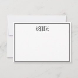 グレーと白のフモノグラムのラットノートカード 招待状