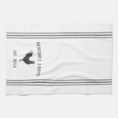 グレーと白のフ素朴ァーパーソナライズされたム名 キッチンタオル (横)