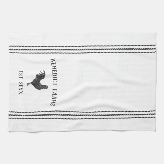 グレーと白のフ素朴ァーパーソナライズされたム名 キッチンタオル (横)