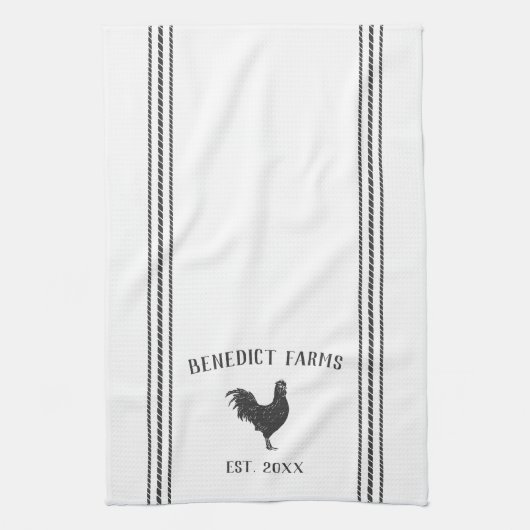 グレーと白のフ素朴ァーパーソナライズされたム名 キッチンタオル (縦)