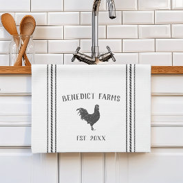 グレーと白のフ素朴ァーパーソナライズされたム名 キッチンタオル