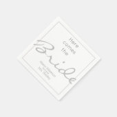 グレーと白のブライダルシャワー来ここザ・ブライド スタンダードカクテルナプキン (角)