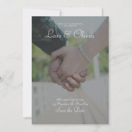 グレーと白のミニマル紙のテクスチ結婚ャ 招待状