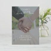 グレーと白のミニマル紙のテクスチ結婚ャ 招待状 (スタンド正面)