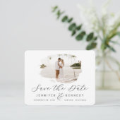 グレーと白のロマンチックなブラシ付きフレーム(写真付) セーブザデート (スタンド正面)