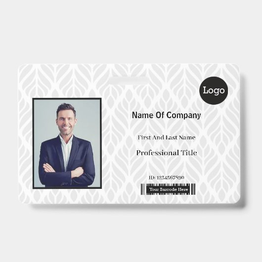 グレーと白の写真ID バッジ (正面)