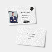 グレーと白の写真ID バッジ (正面＆裏面)