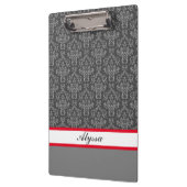 グレーと白の名前のダマスクのパターン クリップボード (左)