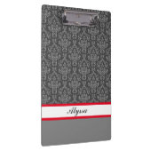 グレーと白の名前のダマスクのパターン クリップボード (右)