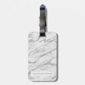 グレーと白の大理石のパーソナライズされた名前 ラゲッジタグ (裏面縦)