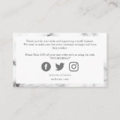 グレーと白の大理石の効果、お感謝してい客様のニーズ エンクロージャーカード (裏面)