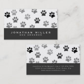 グレーと白の子犬のポープリント |犬のトリマー 名刺 (正面/裏面)