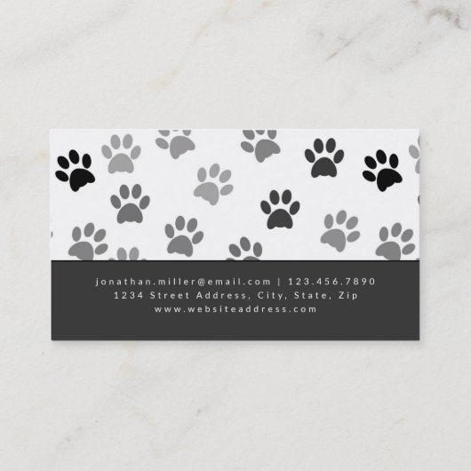 グレーと白の子犬のポープリント |犬のトリマー 名刺 (裏面)