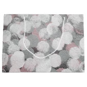 グレーと白の抽象芸術ドット ラージペーパーバッグ (正面)