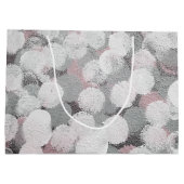 グレーと白の抽象芸術ドット ラージペーパーバッグ (裏面)