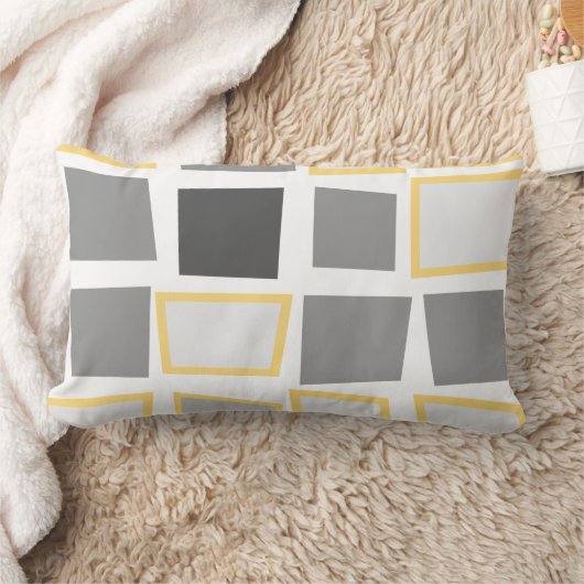 グレーと白の抽象芸術三角形の幾何学的パターン ランバークッション (ブランケット)