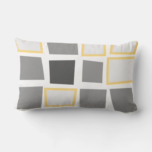 グレーと白の抽象芸術三角形の幾何学的パターン ランバークッション (裏面)