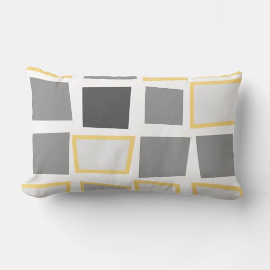 グレーと白の抽象芸術三角形の幾何学的パターン ランバークッション (正面)