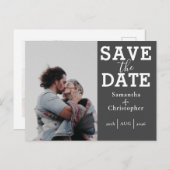 グレーと白の日付の写真テンプレート結婚の 案内ポストカード (正面/裏面)