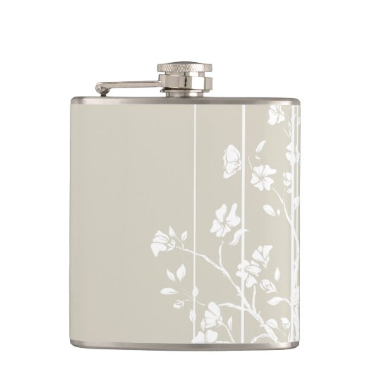 グレーと白の日本のフローラ フラスク (正面)