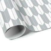 グレーと白の日本のヤガスリ柄ギフトラップ ラッピングペーパー (ロールコーナー)