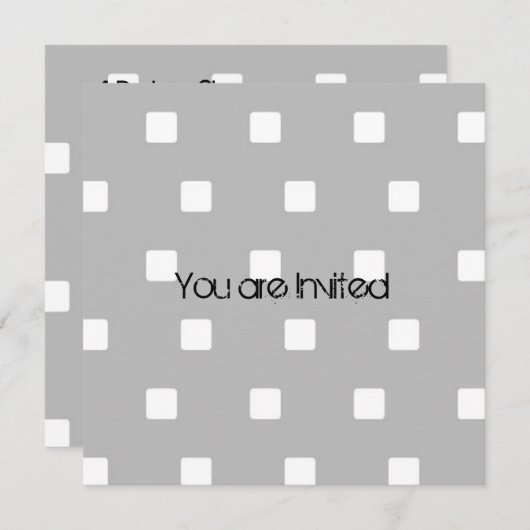 グレーと白の正方形ベビーシャワー 招待状 (正面/裏面)