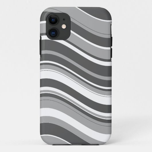 グレーと白の波状のストライプパターン Case-Mate iPhoneケース (裏面)