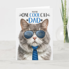 グレーと白の猫のお父さんのデイ・ワンクール猫 シーズンカード