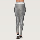 グレーと白の線のパターン未来的な運動競技 レギンス (裏面)