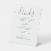 グレーと白の署名スクリプトドリンク(Drinks) 台座サイン (正面)