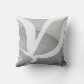 グレーと白の芸術的抽象芸術翼デザイン クッション (裏面)