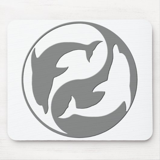 グレーと白の陰陽ドルフィンズマウスパッド マウスパッド (正面)